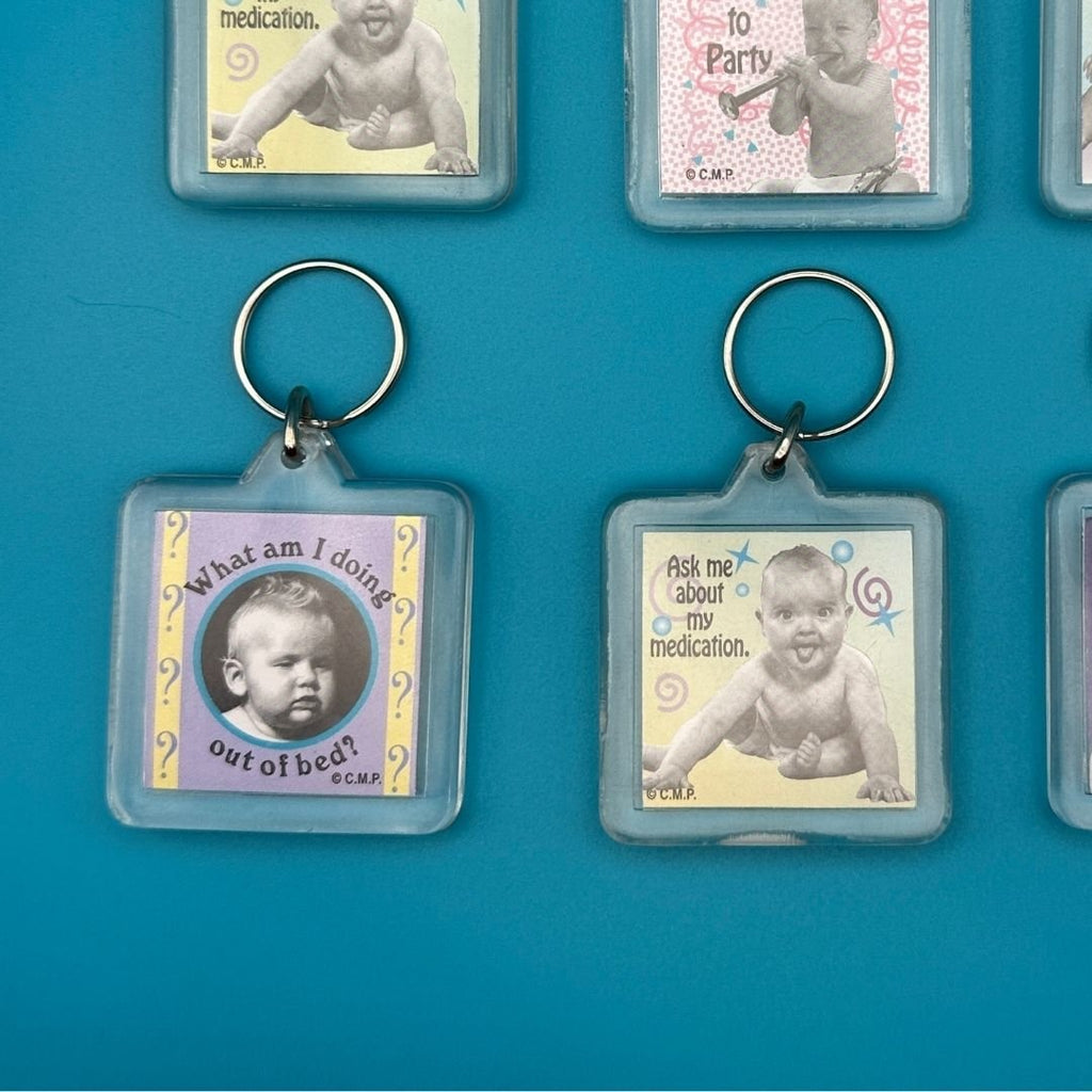 90's Comedy Sayings Baby Picture Vintage Keychains
