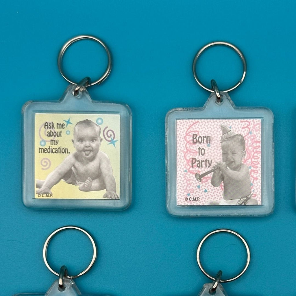 90's Comedy Sayings Baby Picture Vintage Keychains