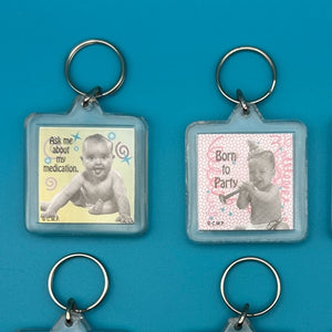Bag Crap - 90's Comedy Sayings Baby Picture Vintage Keychains