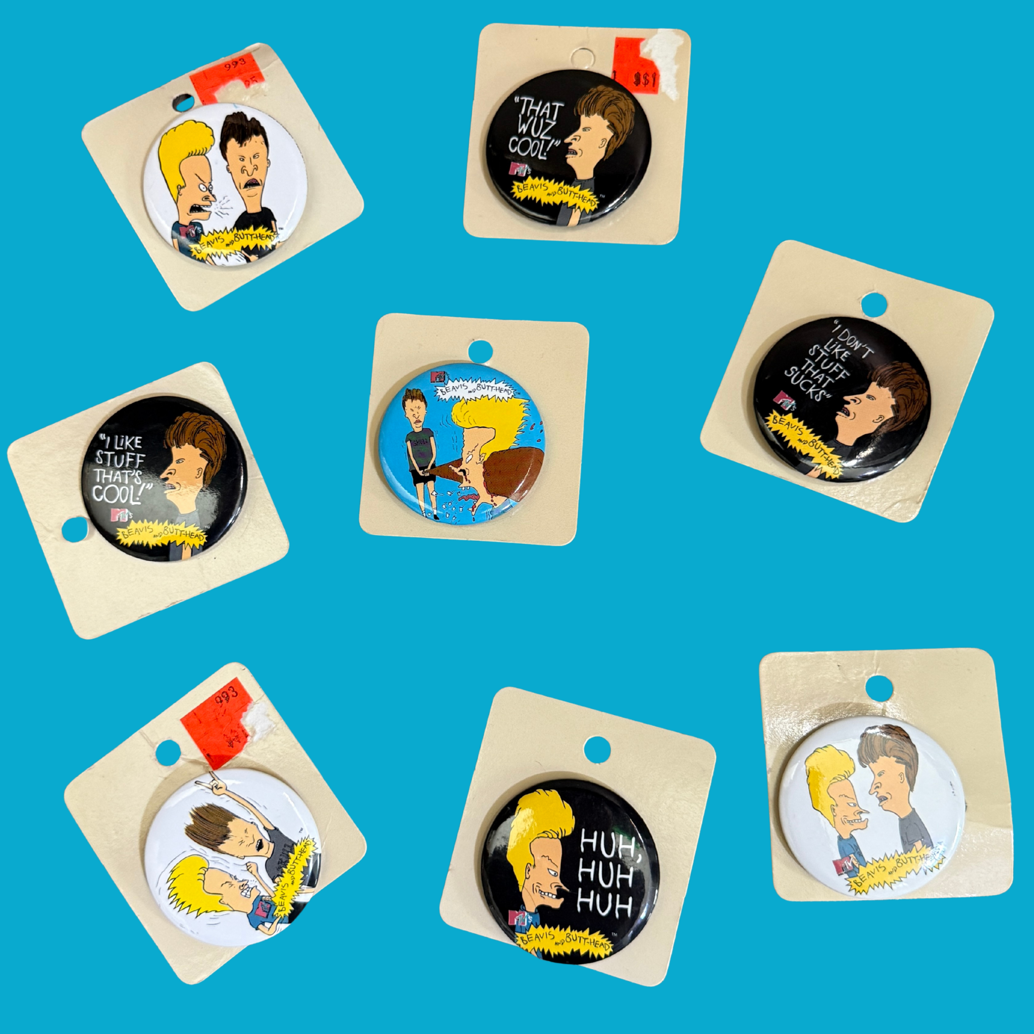 Blind Box:  90s Beavis & Butt-Head 1.75' Pinback Buttons -  vintage keychain vintage charms for bag nostalgia vintage keychains y2k collectible - Bag Crap