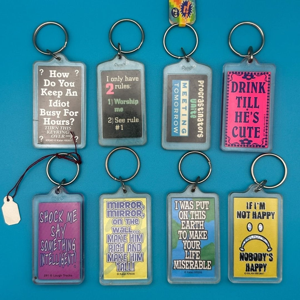 Vintage Y2K Comedy Phrase Keychains