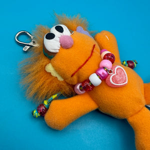Sesame Street Zoe Plush   with Candy Heart  Necklace -  vintage keychain vintage charms for bag nostalgia vintage keychains y2k collectible - Bag Crap