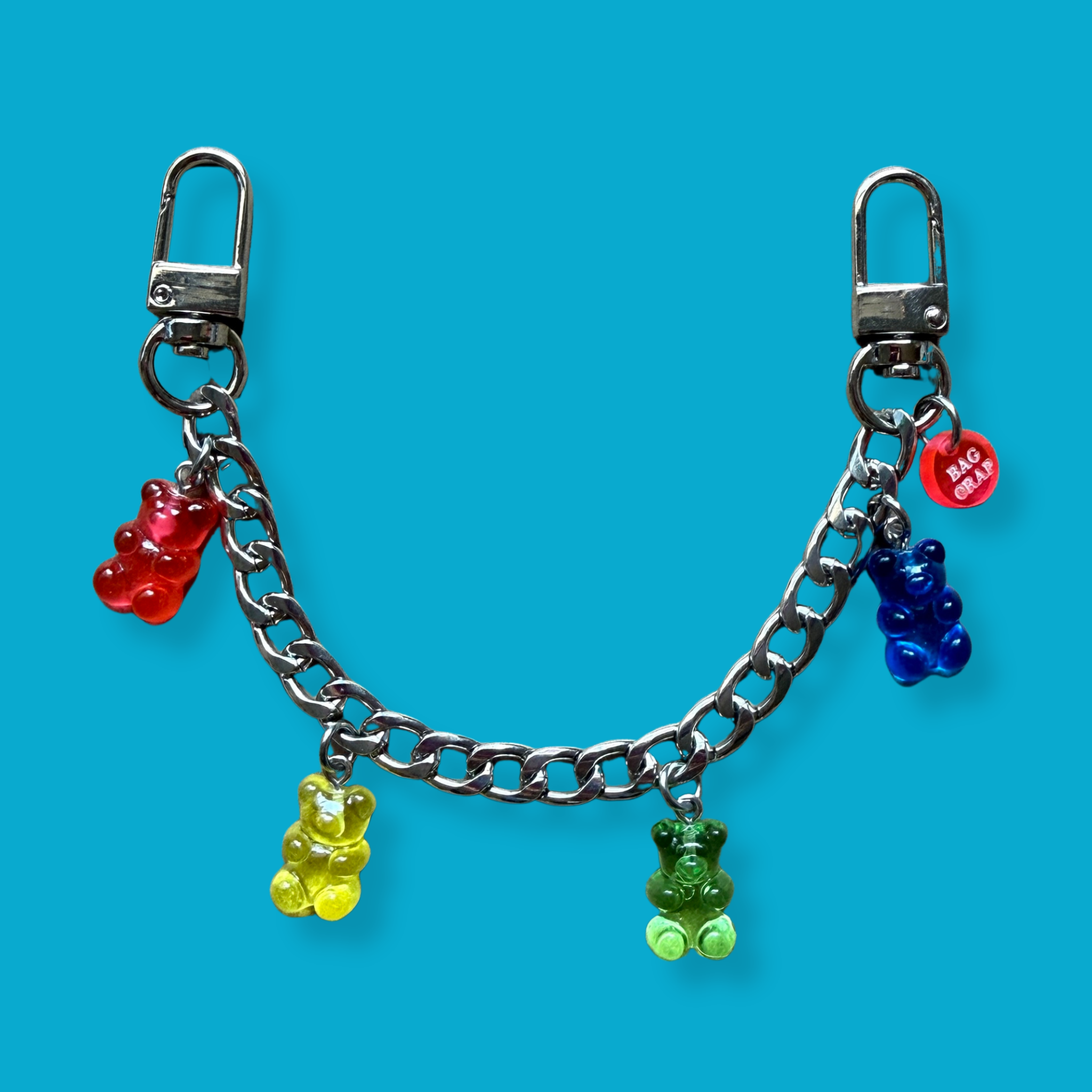 Colorful Gummy Bear Candy   Chain - Silver - vintage bag charm chains silver nostalgia vintage y2k vintage keychain vintage charms for bag nostalgia vintage keychains y2k collectible - Bag Crap