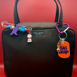 Beaded Snoopy + Dinosaur Safety Pin - snoopy rar peanuts vintage keychain vintage charms for bag nostalgia vintage keychains y2k collectible - Bag Crap