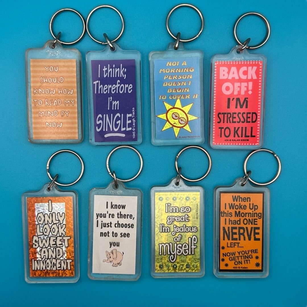 Comedy Phrase s -  vintage keychain vintage charms for bag nostalgia vintage keychains y2k collectible - Bag Crap