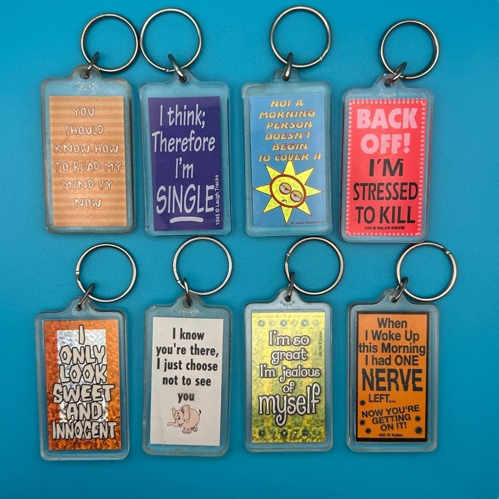 Vintage Y2K Comedy Phrase Keychains