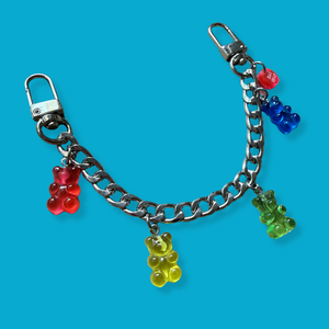 Colorful Gummy Bear Candy   Chain - Silver - vintage bag charm chains silver nostalgia vintage y2k vintage keychain vintage charms for bag nostalgia vintage keychains y2k collectible - Bag Crap