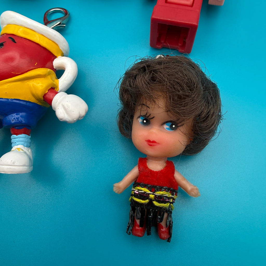 Vintage 1980s-Y2K Red Toy Bag Charm Keychain Collection