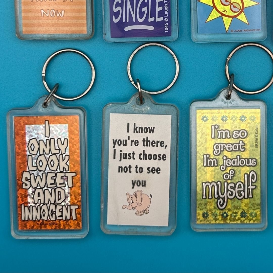 Comedy Phrase s -  vintage keychain vintage charms for bag nostalgia vintage keychains y2k collectible - Bag Crap