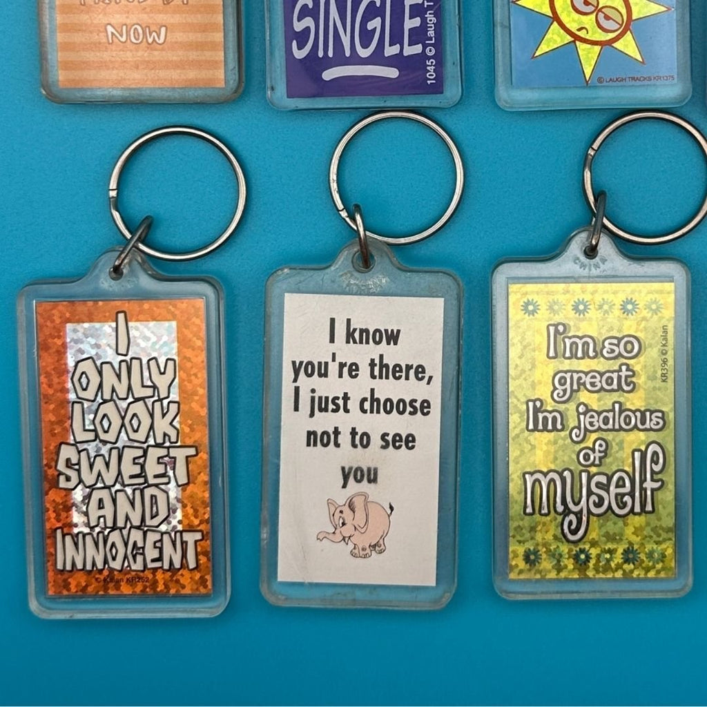 Vintage Y2K Comedy Phrase Keychains