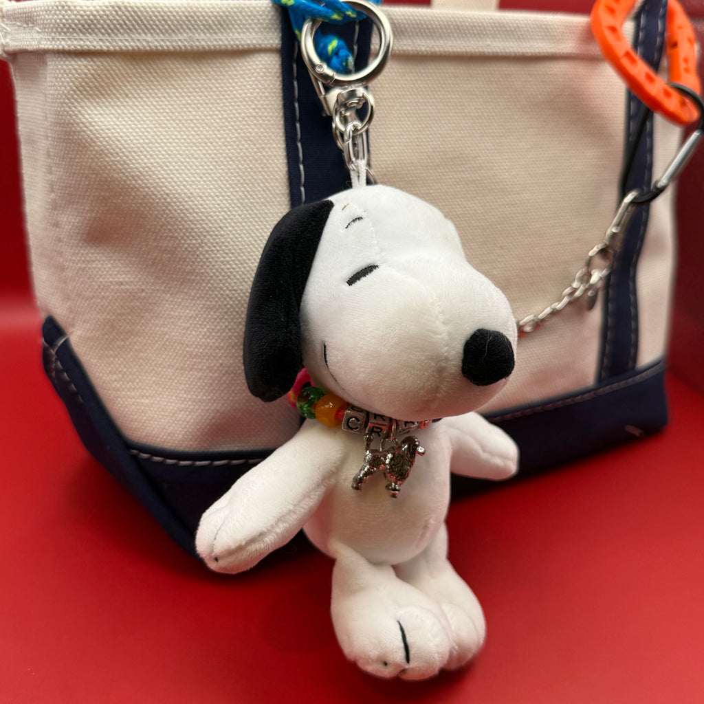 6” Snoopy Plushie Bag Charm with Vintage Trinket Necklace