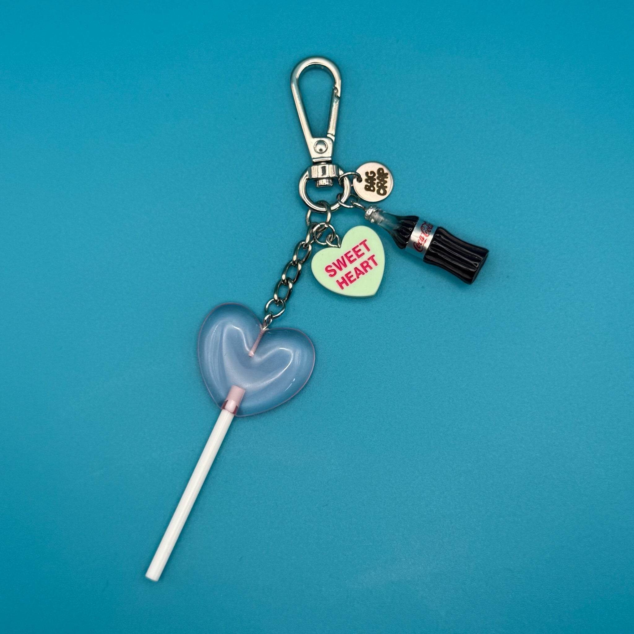 Diet Coke + Heart Lollipop Silver - vintage bag charm packs nostalgia vintage y2k vintage keychain vintage charms for bag nostalgia vintage keychains y2k collectible - Bag Crap