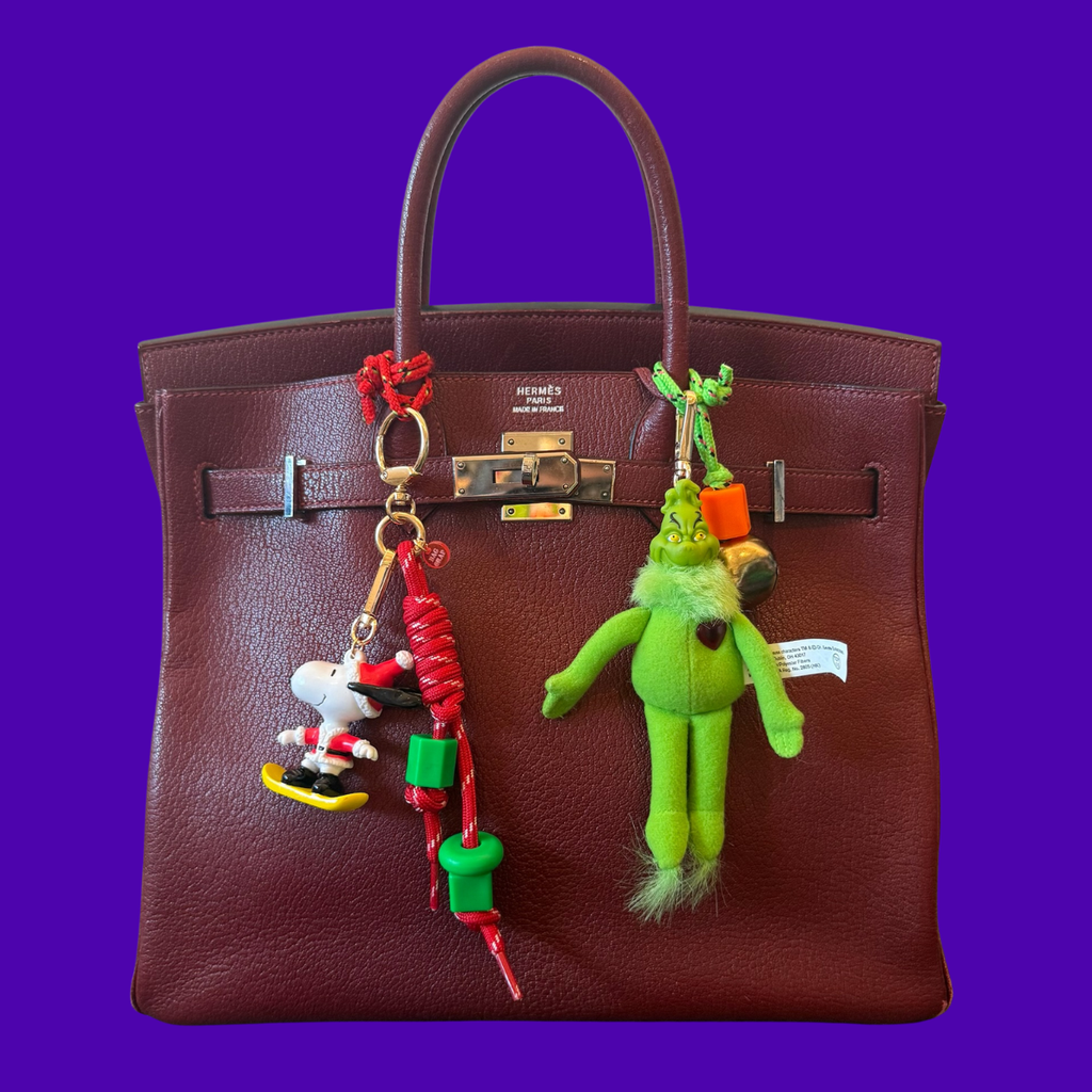 Vintage Holiday Snowboarding Santa Snoopy Bag Charm Pack