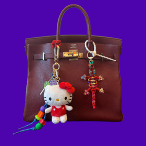 Small Bead Buddy Lizard   - Red and Neon -  vintage keychain vintage charms for bag nostalgia vintage keychains y2k collectible - Bag Crap