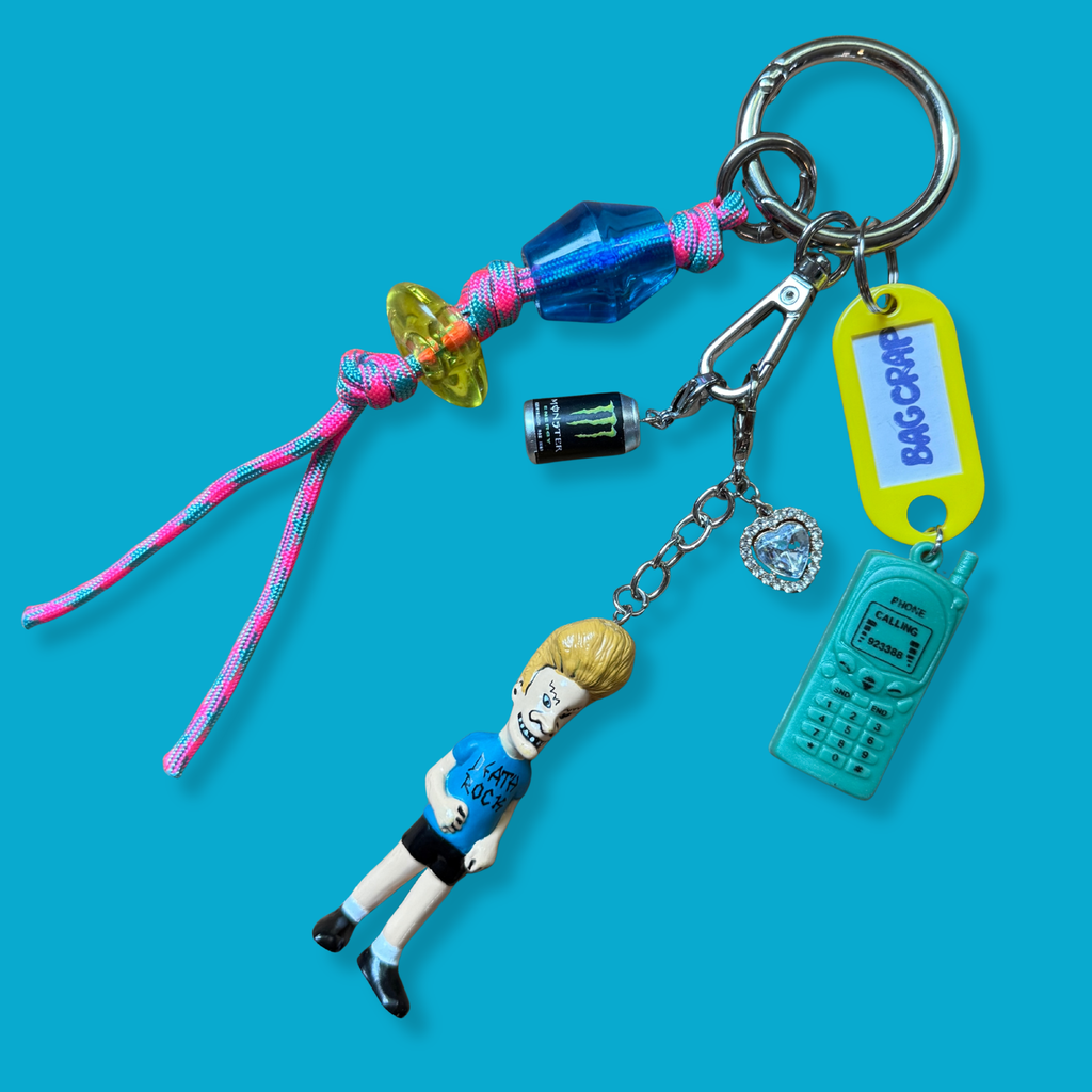 Vintage Beavis Cell Phone Keychain Bag Charm Set
