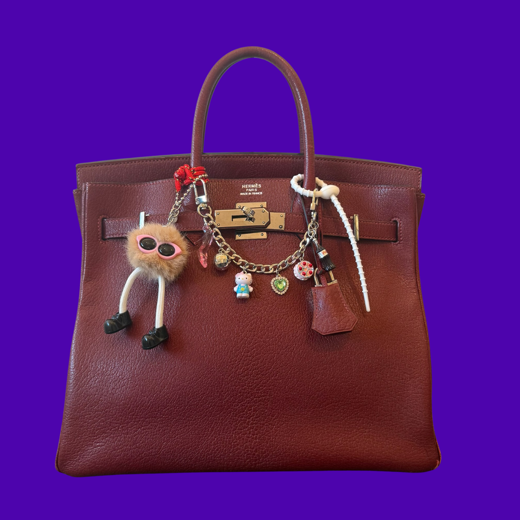 Mocha and Pink Pom Pom Walking Weirdo Bag Charm