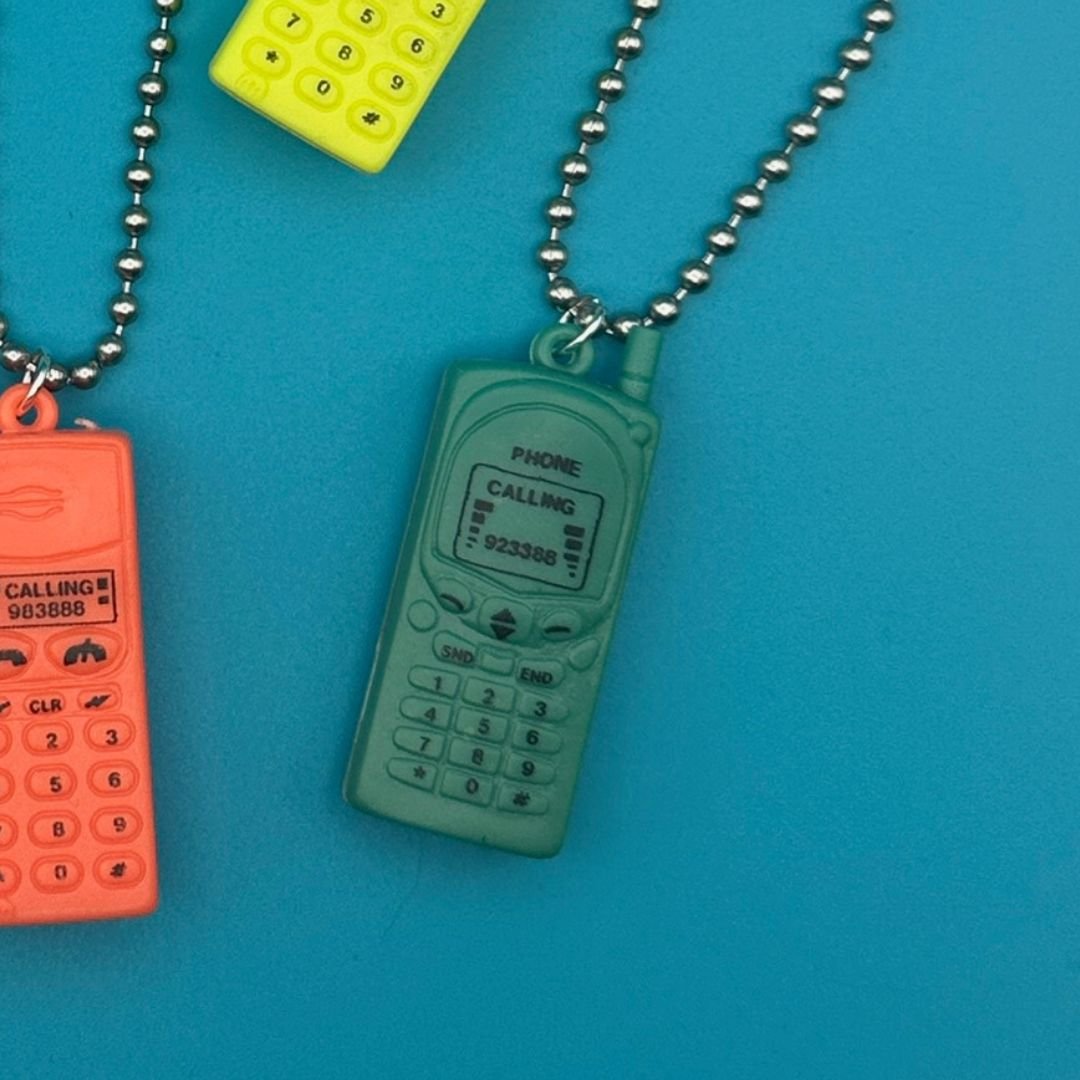 Retro Neon Plastic Mini Cell Phone -  vintage keychain vintage charms for bag nostalgia vintage keychains y2k collectible - Bag Crap