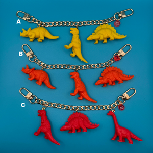Red, Orange, and Yellow Dinosaur Gold   Chains: You Pick - vintage bag charm chains silver nostalgia vintage y2k vintage keychain vintage charms for bag nostalgia vintage keychains y2k collectible - Bag Crap