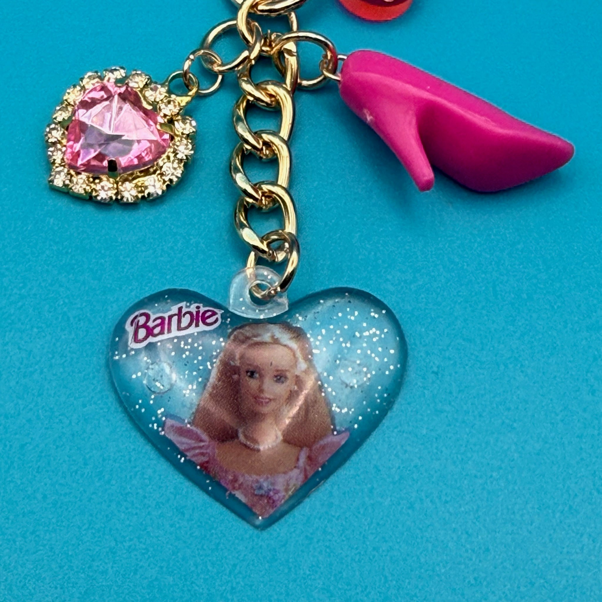 4' GOLD VINTAGE BAG CHARM CHAIN- VINTAGE BARBIE - barbie doll toy pink rare vintage keychain vintage charms for bag nostalgia vintage keychains y2k collectible - Bag Crap