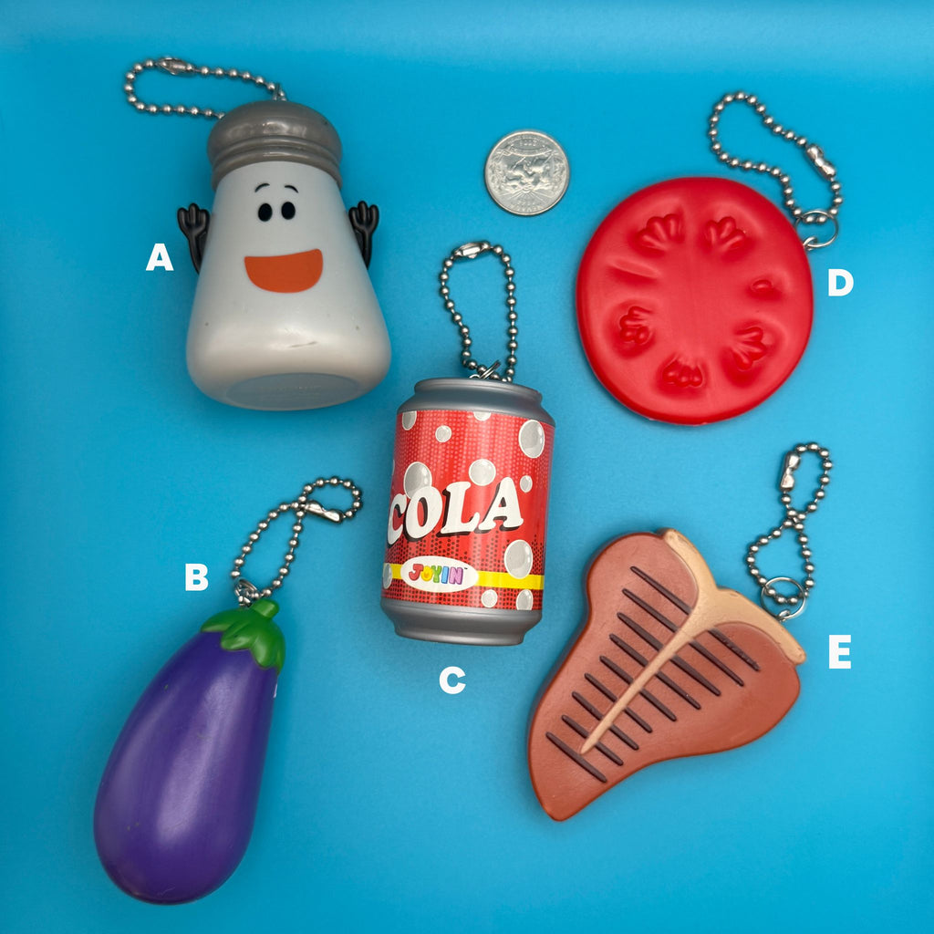 Play Food Toy Bag Charms: Mrs.Pepper + T-Bone Steak