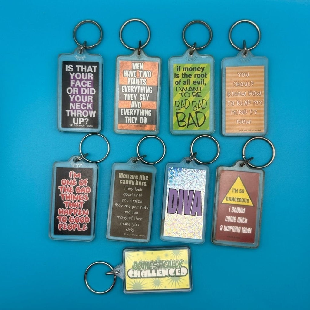 Vintage Y2K Comedy Phrase Keychains