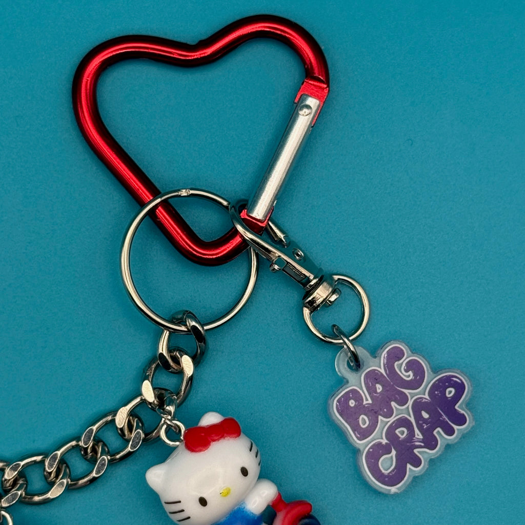 1-of-1 Vintage Red Heart Hello Kitty Bag Charm Chain