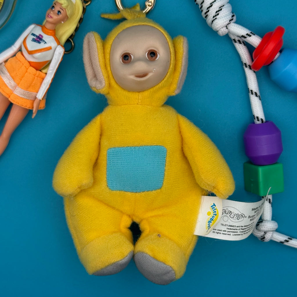 1:1 Vintage Y2K Yellow Teletubby Plush + Barbie Gold Bag Charm Pack