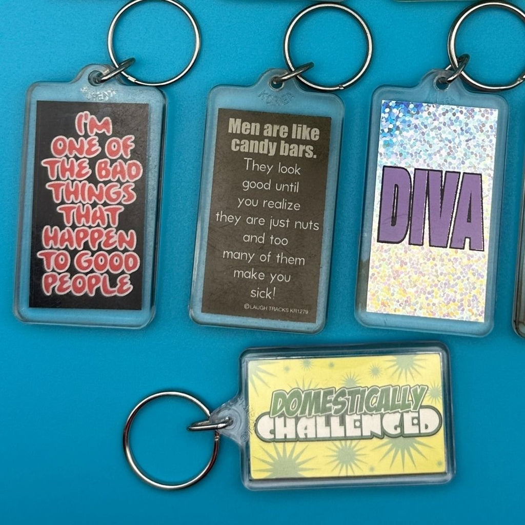 Vintage Y2K Comedy Phrase Keychains