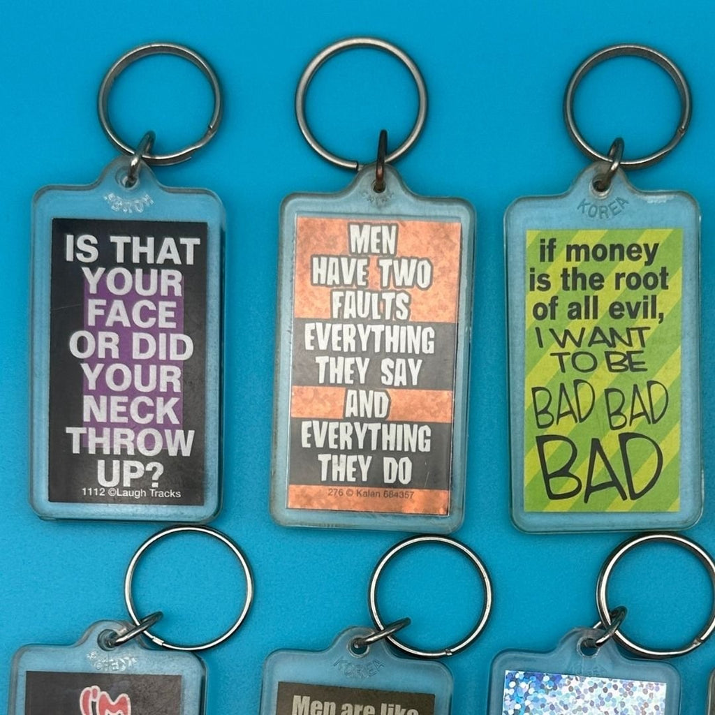 Vintage Y2K Comedy Phrase Keychains