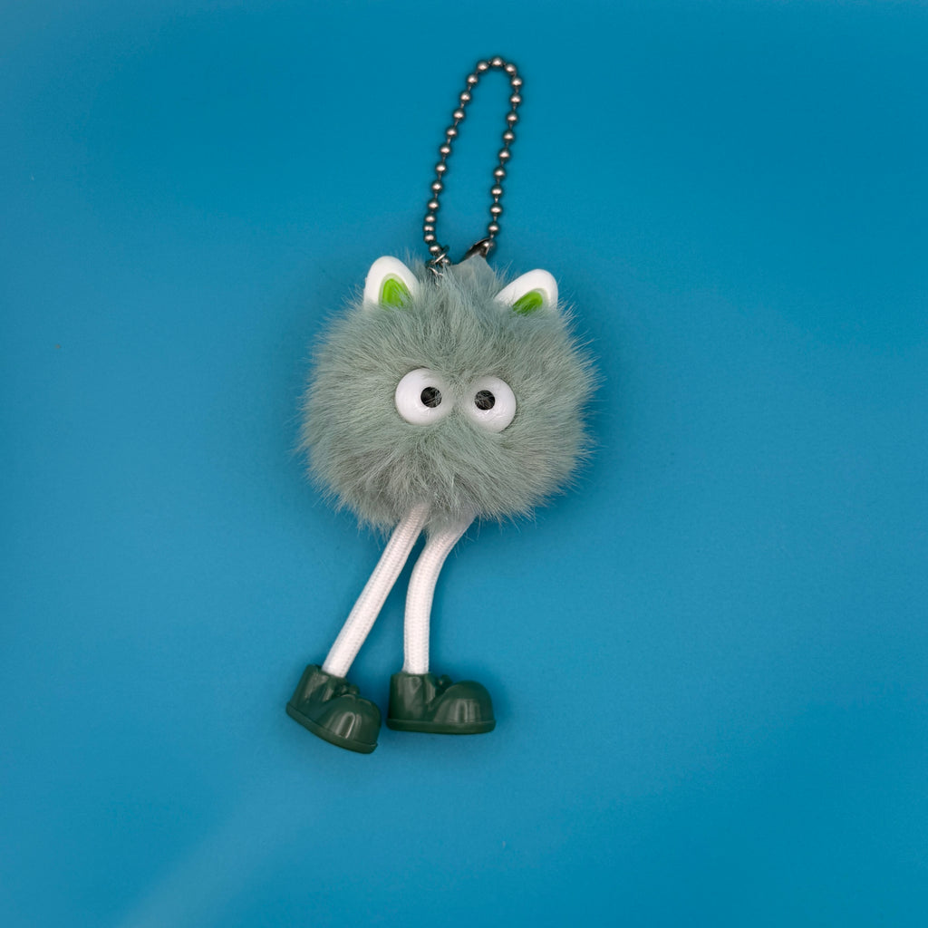 Cat Ear Furry Pom Pom Bag Charms - Sea foam