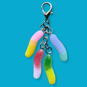 Gummy Worm Candy Cluster -  vintage keychain vintage charms for bag nostalgia vintage keychains y2k collectible - Bag Crap