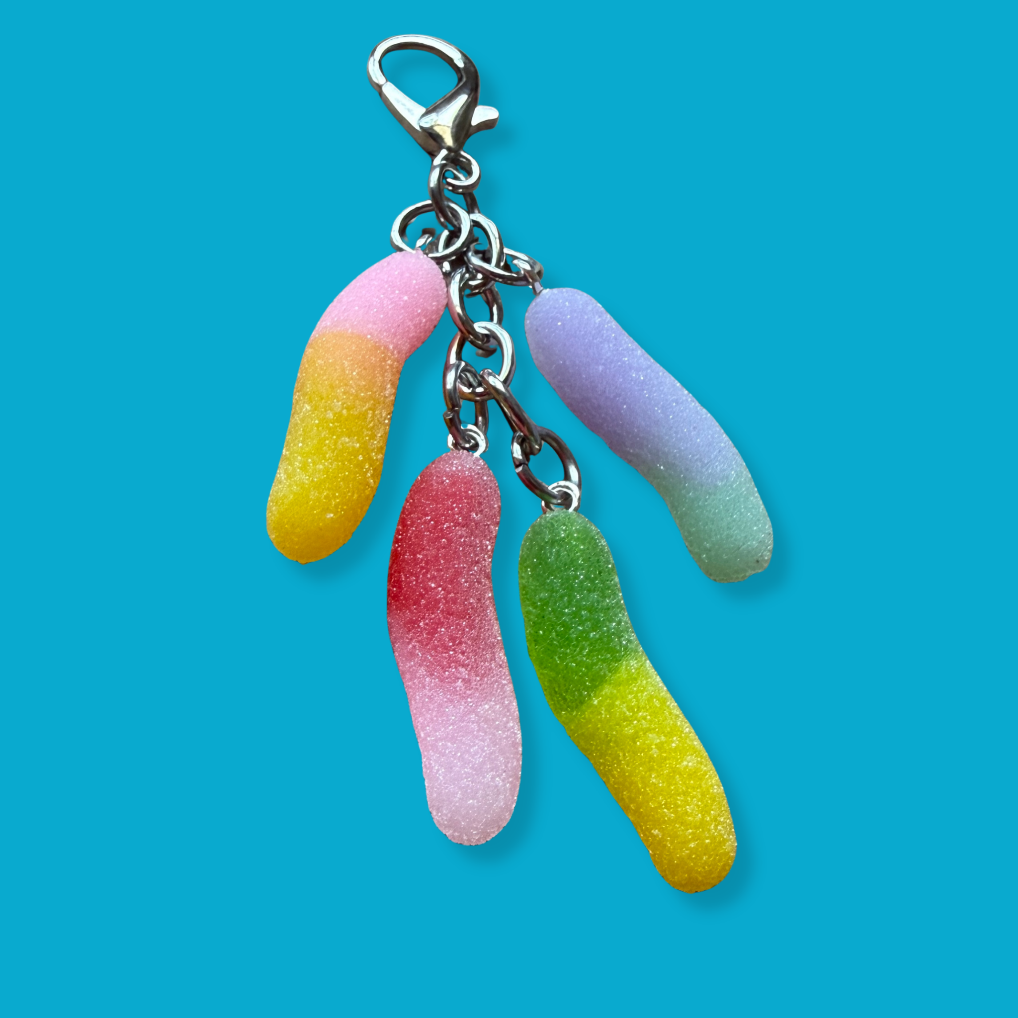 Gummy Worm Candy Cluster -  vintage keychain vintage charms for bag nostalgia vintage keychains y2k collectible - Bag Crap