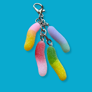 Gummy Worm Candy Cluster -  vintage keychain vintage charms for bag nostalgia vintage keychains y2k collectible - Bag Crap