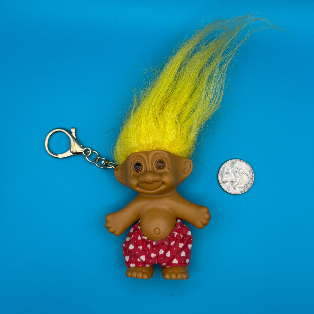 Valentine Vintage Troll Doll Bag Charm: Yellow Hair
