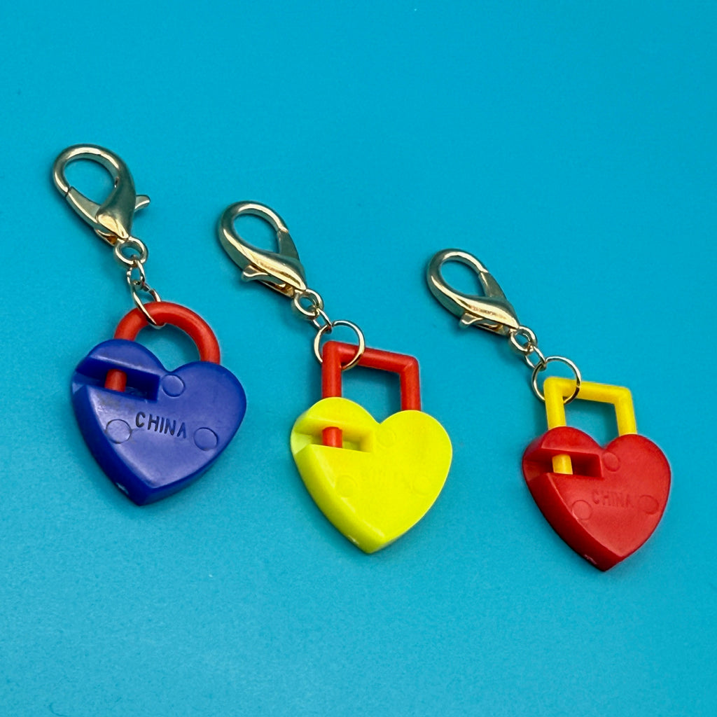Vintage Plastic Heart Trinket Bag Charms