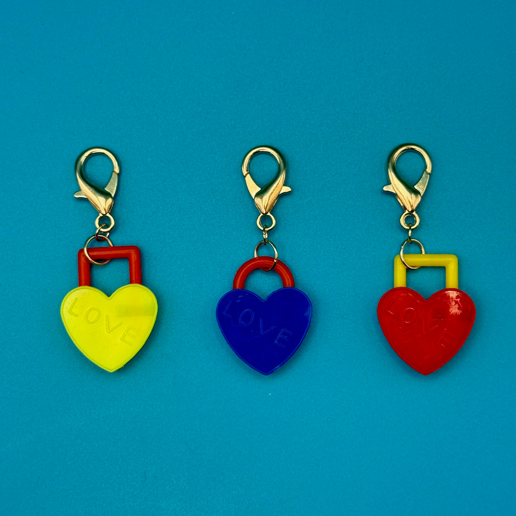 Vintage Plastic Heart Trinket Bag Charms