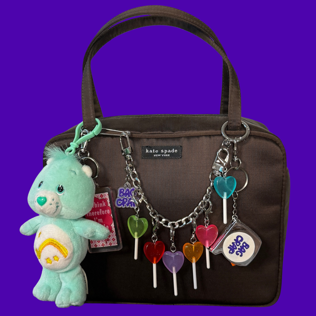 Heart Shaped Lollipop Candy Bag Charm Keychains