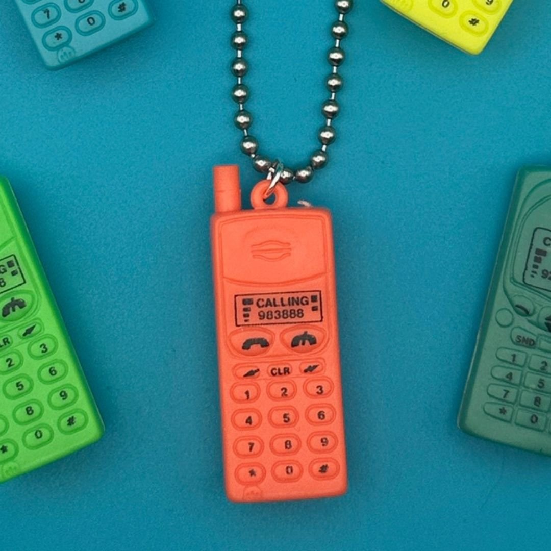 Retro Neon Plastic Mini Cell Phone -  vintage keychain vintage charms for bag nostalgia vintage keychains y2k collectible - Bag Crap