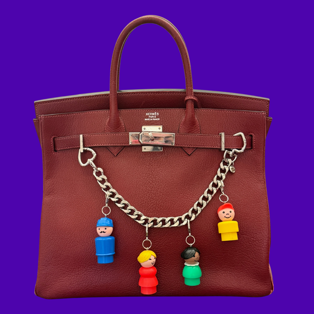 1:1 Vintage Fisher Price Little People Silver Bag Charm Chain