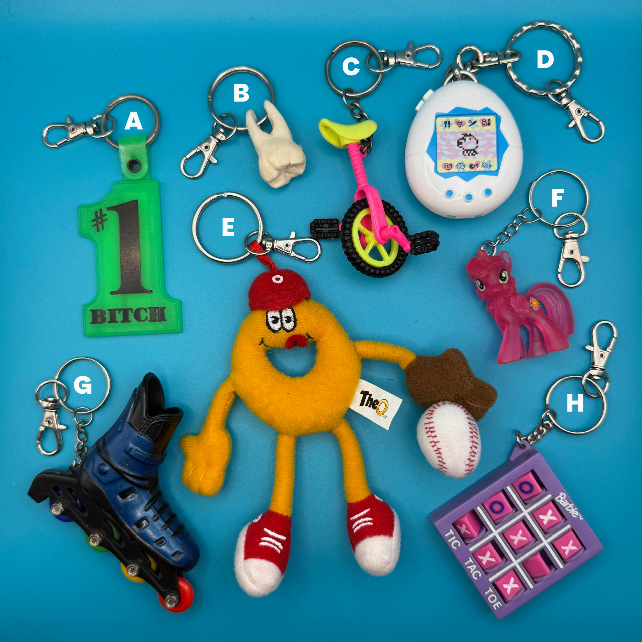 1980s-   s &  s: Rollerblade, SpaghettiOs - barbie doll toy pink rare vintage keychain vintage charms for bag nostalgia vintage keychains y2k collectible - Bag Crap
