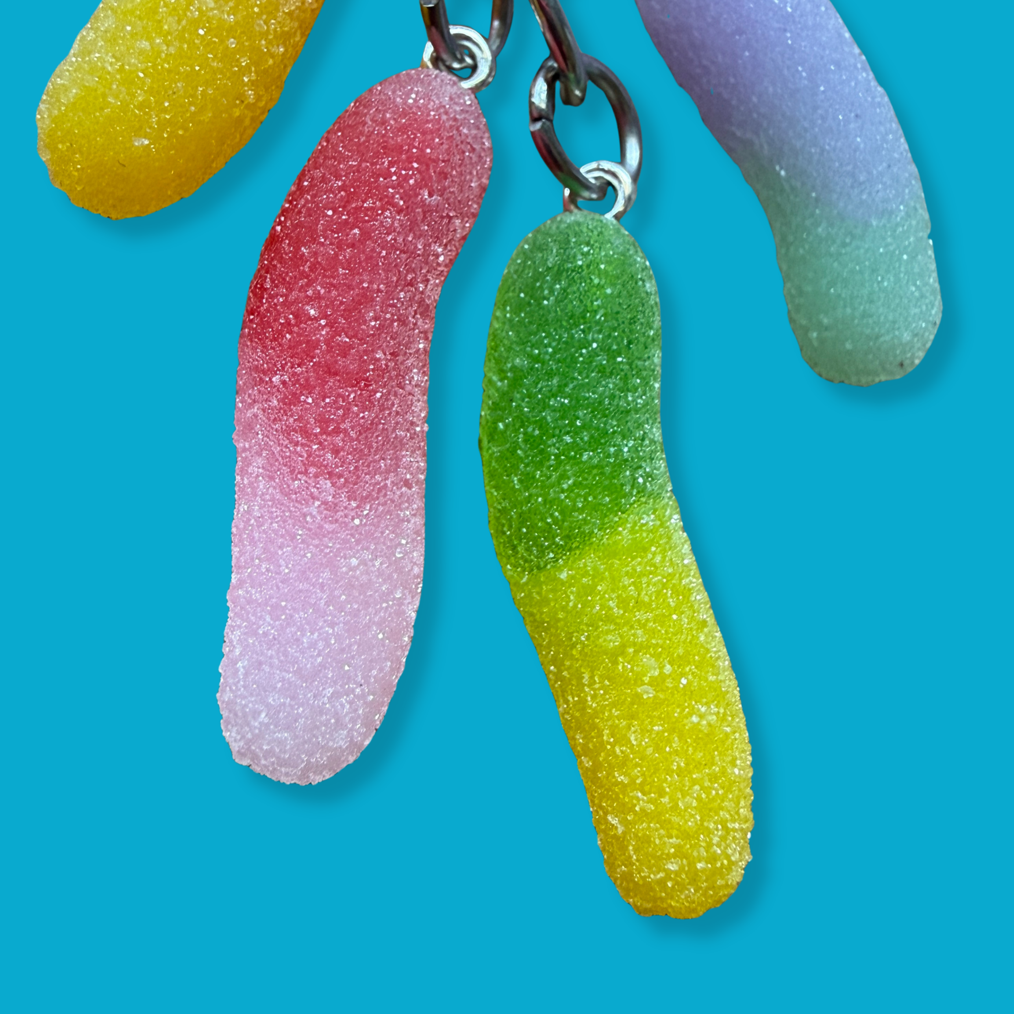 Gummy Worm Candy Cluster -  vintage keychain vintage charms for bag nostalgia vintage keychains y2k collectible - Bag Crap