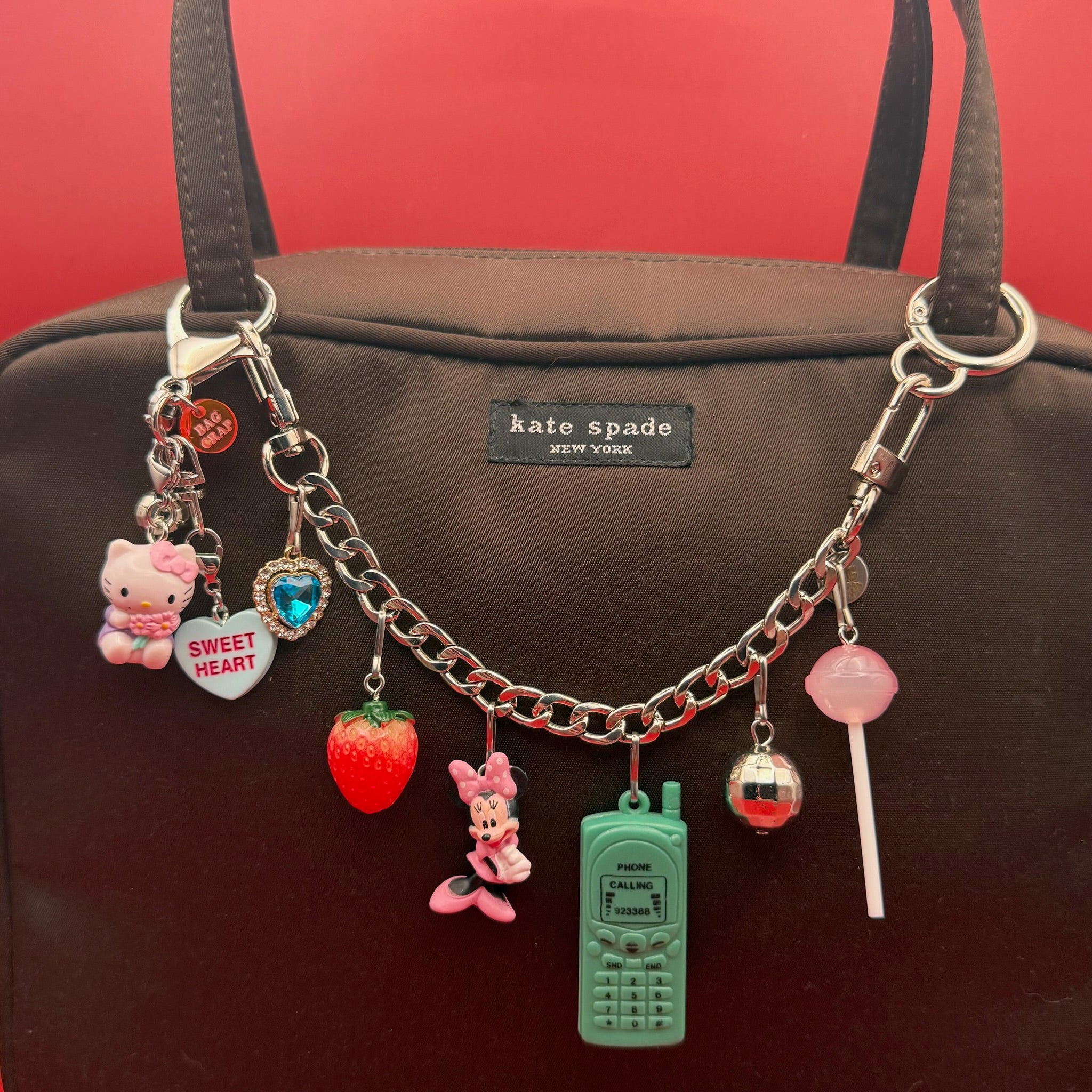 Minnie Mouse Cell Phone   Chain - vintage bag charm chains silver nostalgia vintage y2k vintage keychain vintage charms for bag nostalgia vintage keychains y2k collectible - Bag Crap