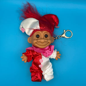 6' VTG Troll Doll  : Red Hair Jester Troll - troll charms troll keychains vintage keychain vintage charms for bag nostalgia vintage keychains y2k collectible - Bag Crap