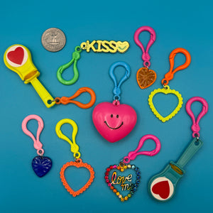 '80s Neon Heart Valentine  s -  vintage keychain vintage charms for bag nostalgia vintage keychains y2k collectible - Bag Crap