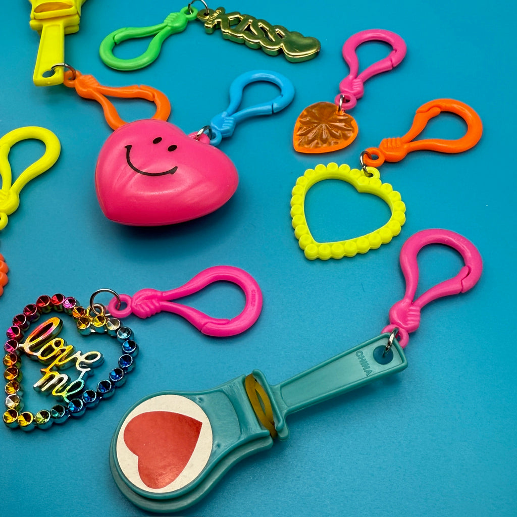 Vintage '80s Neon Heart Valentine Bag Charms
