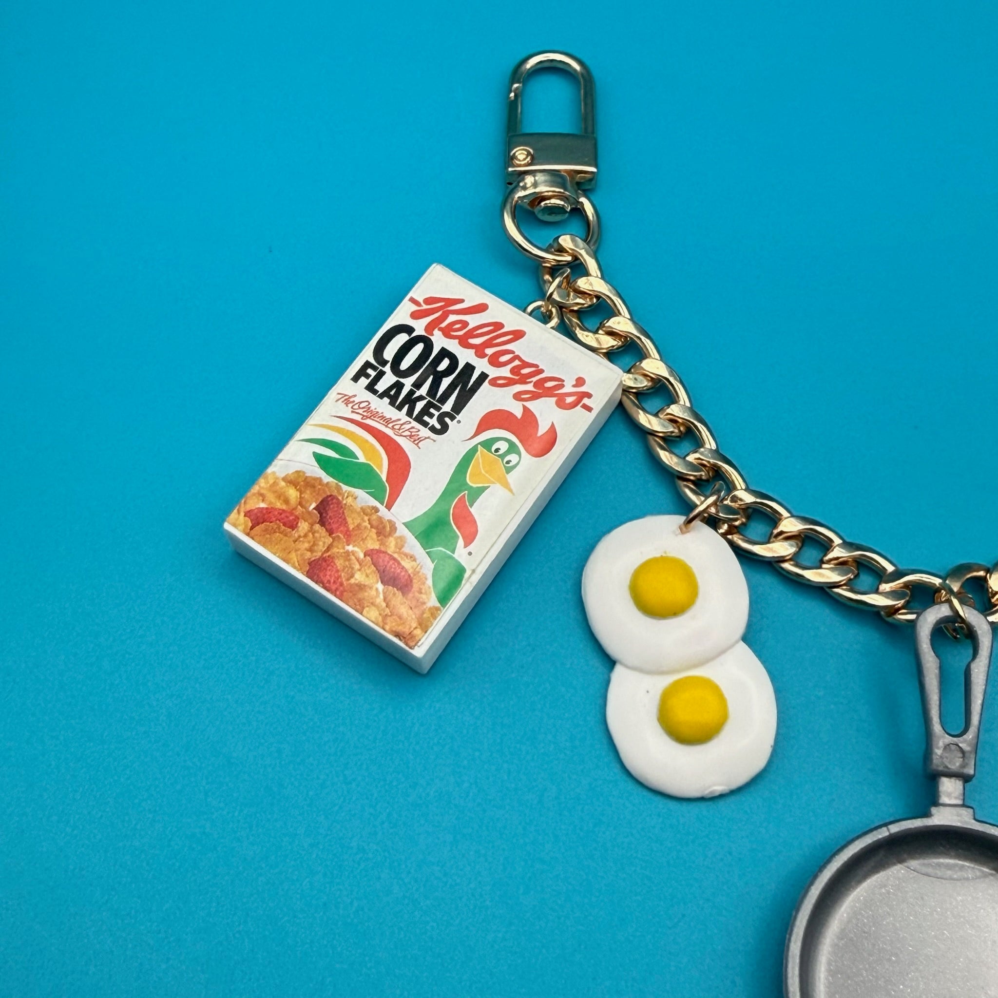 ‘90s Barbie Breakfast Gold   Chain - barbie doll toy pink rare vintage keychain vintage charms for bag nostalgia vintage keychains y2k collectible - Bag Crap