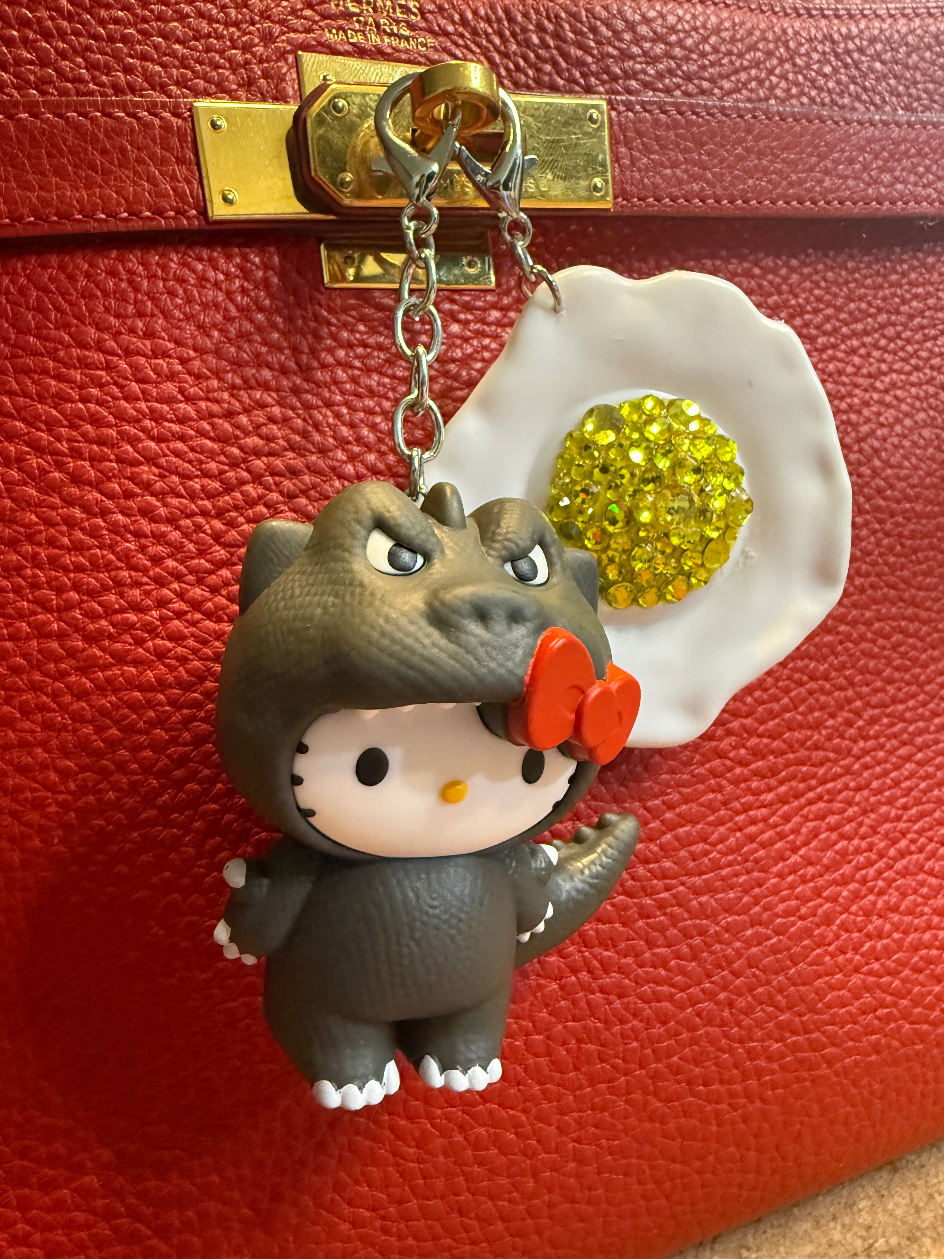 Bedazzled Fried Egg -  vintage keychain vintage charms for bag nostalgia vintage keychains y2k collectible - Bag Crap
