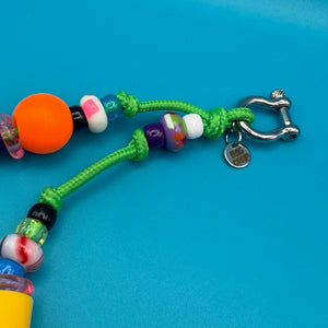 Assorted Glass and Plastic Beaded Green Paracord -  vintage keychain vintage charms for bag nostalgia vintage keychains y2k collectible - Bag Crap