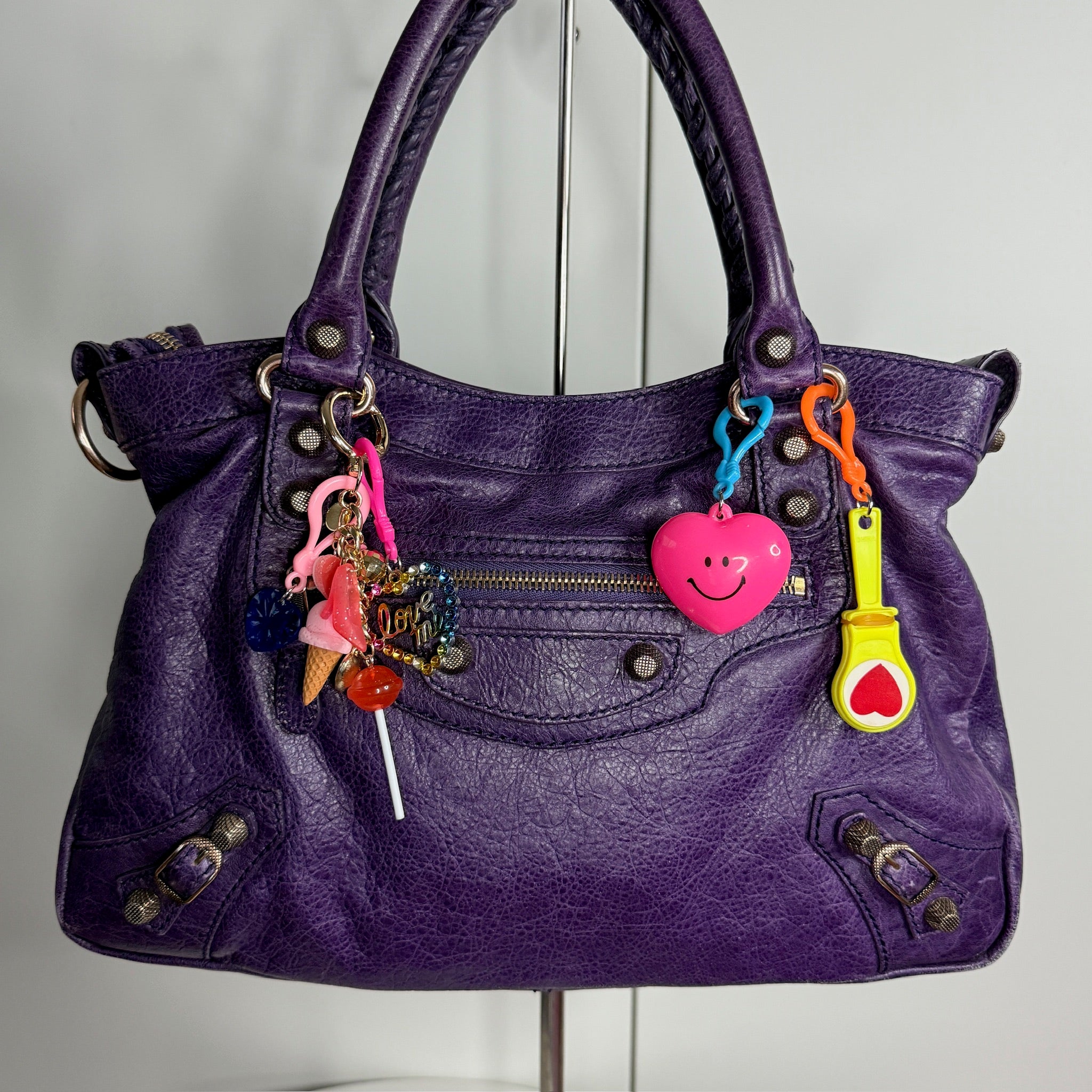 80s Neon Heart Mini  s -  vintage keychain vintage charms for bag nostalgia vintage keychains y2k collectible - Bag Crap