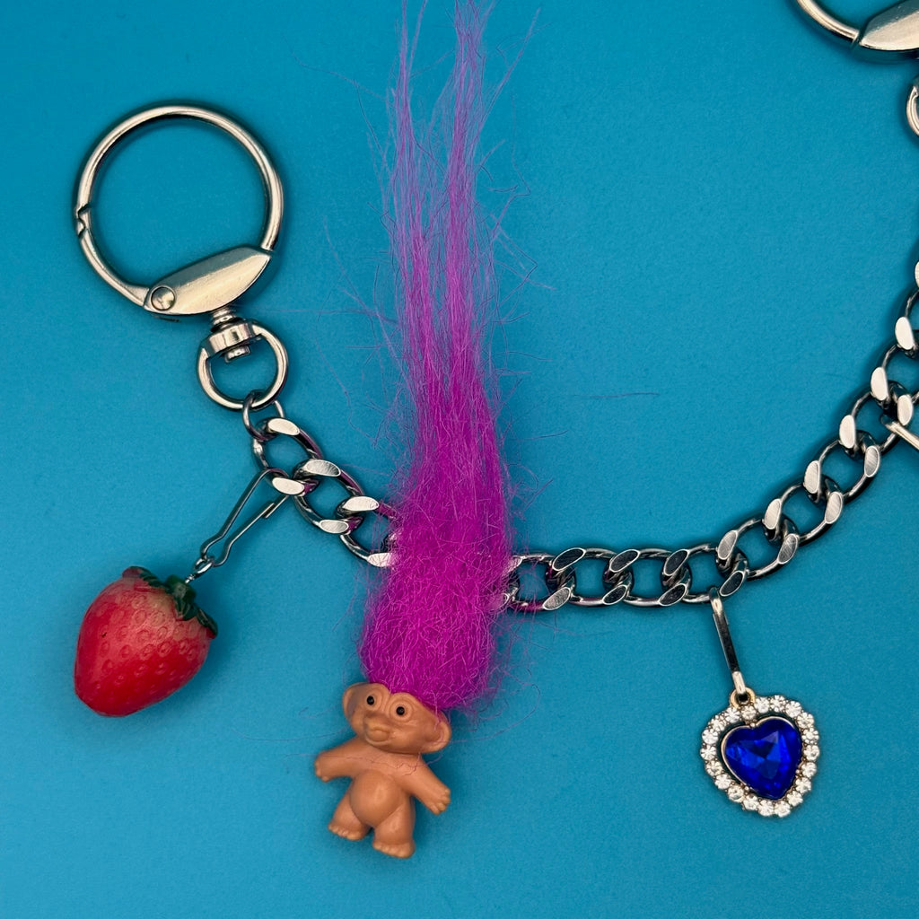 Vintage Pink Ice Cream + Mini Troll Bag Charm Chain